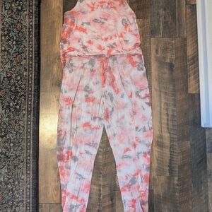 Salvage Pink and Gray Tie-Dye Top